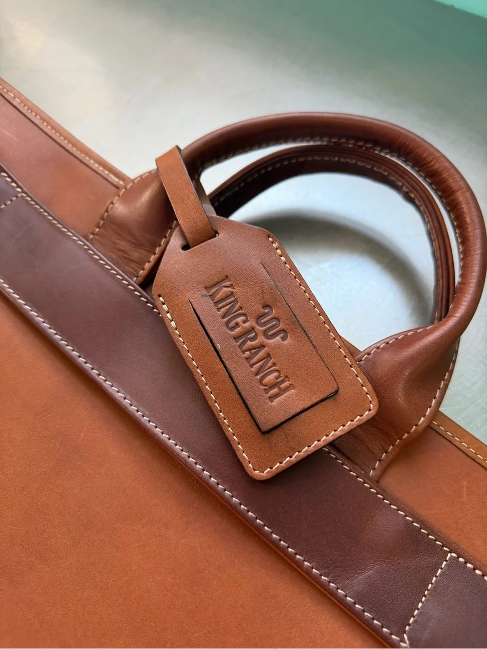 King Ranch Men's Leather Briefcase in Tan